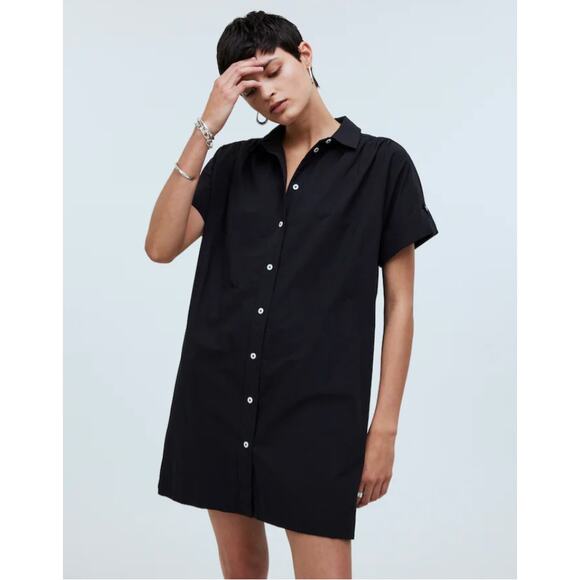 Collared Button-Front Mini Shirtdress - Picture 2 of 6